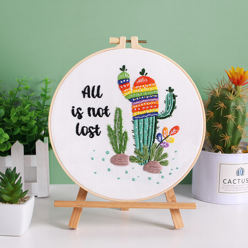 Vibrant Cactus Quote - Themed DIY Embroidery Kits