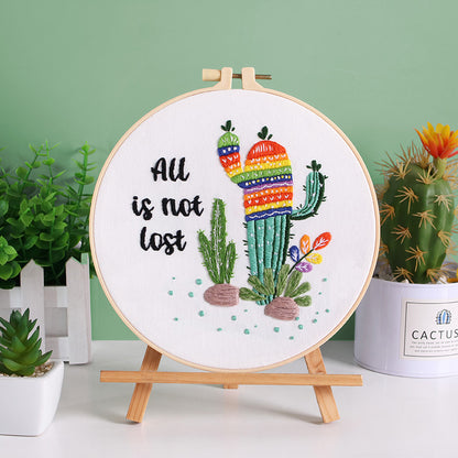 Vibrant Cactus Quote - Themed DIY Embroidery Kits