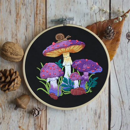 Rubbyoo Embroidery Kit -  Purple Mushroom Fantasy