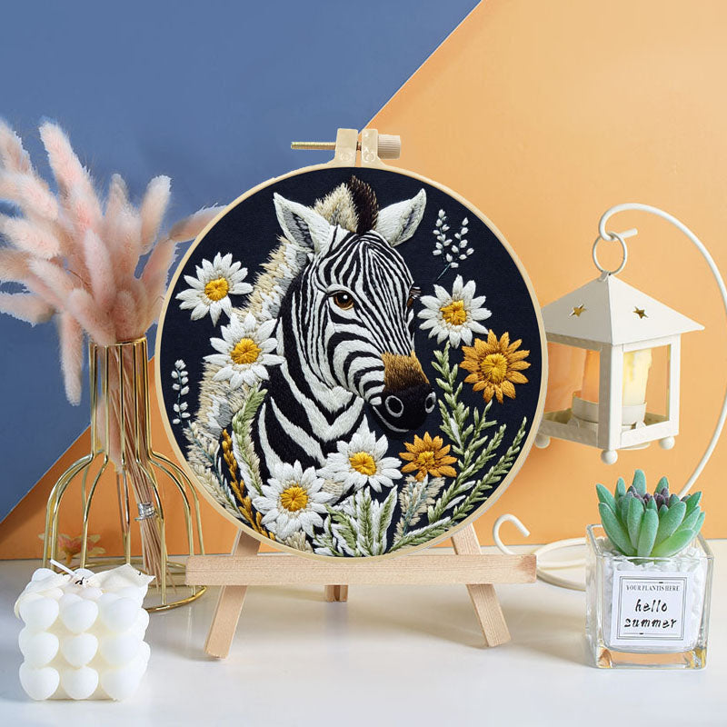 Zebra And Wildflower Embroidery Kit