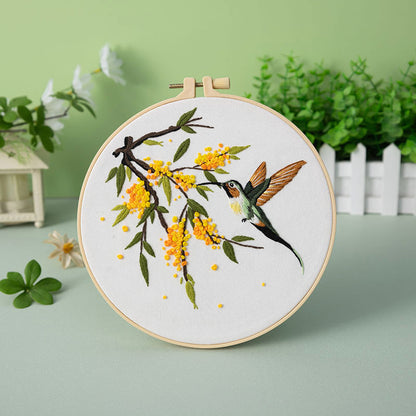 UrCustomHUB Hummingbird Garden Embroidery Kit: Let Every Stitch Catch A Flutter