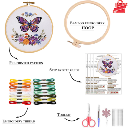 Butterfly Symphony Embroidery Kit: Embark on a Vibrant Stitching Journey