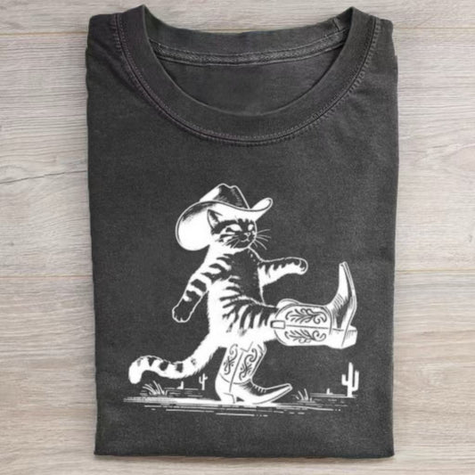 Cowboy Cat with Cowboy Boots Graphic T-Shirt