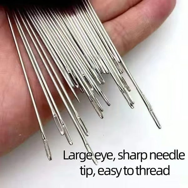 34PCS Big Eye Steel Needles Set - Long Thin Handmade Quilting And Sewing Needles Kit for DIY Sewing Projects