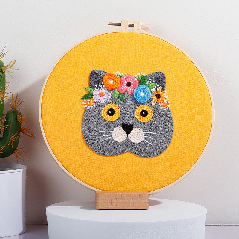 Floral Cat - Themed DIY Embroidery Kits