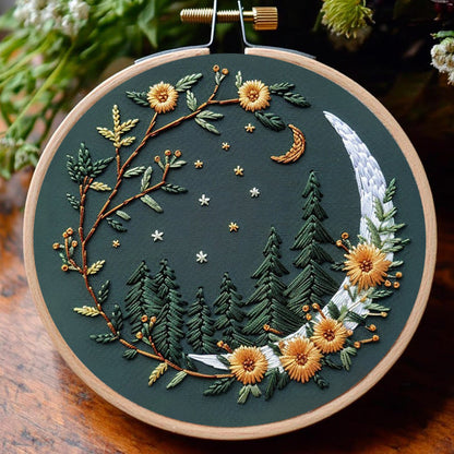 Rubbyoo Embroidery Kit - Moonlit Meadow | DIY Craft Kits For Craft Lover