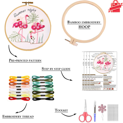 Flamingo Embroidery Kit: Craft Your Tropical-Inspired Masterpiece