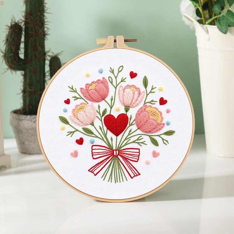 Love And Floral Bouquet - Themed DIY Embroidery Kits