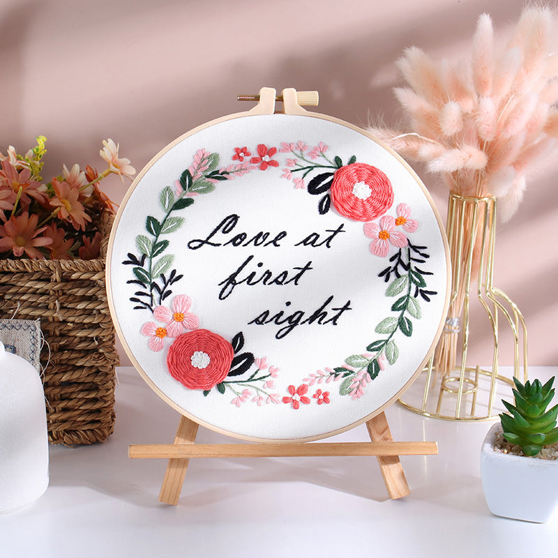 Positivity Floral Wreath  -Themed DIY Embroidery Kits