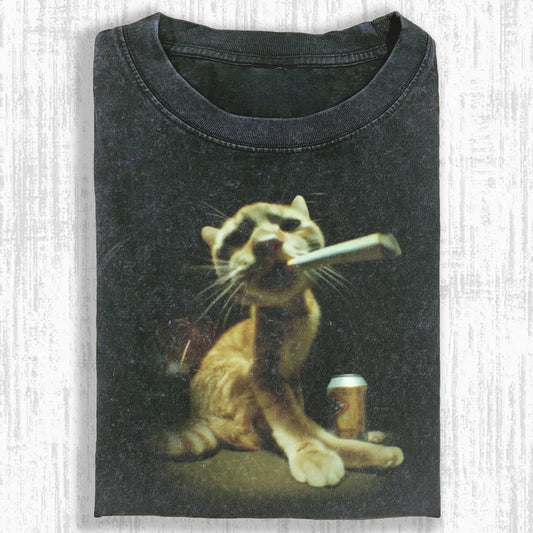 Wacky Cat Smoking a Cigar T-shirt