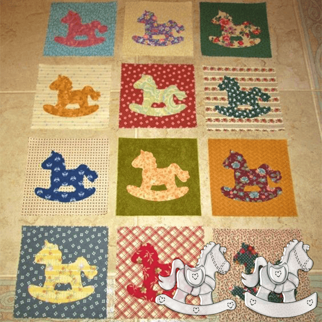 Vintage Rocking Horse Quilt Template Set(A+B Style)-With Instructions