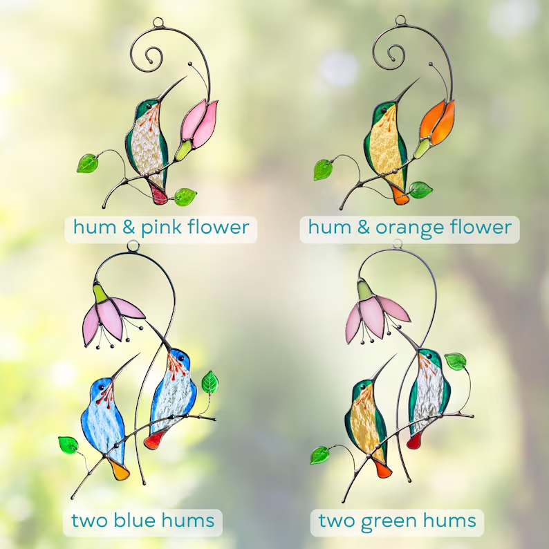 Hummingbird Stained Glass Sun Catcher - Home Decoration
