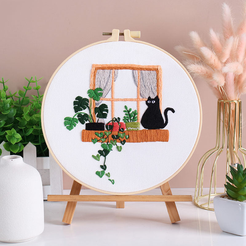 Cozy Black Cat Nook - Themed DIY Embroidery Kits
