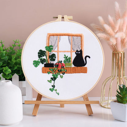 Cozy Black Cat Nook - Themed DIY Embroidery Kits