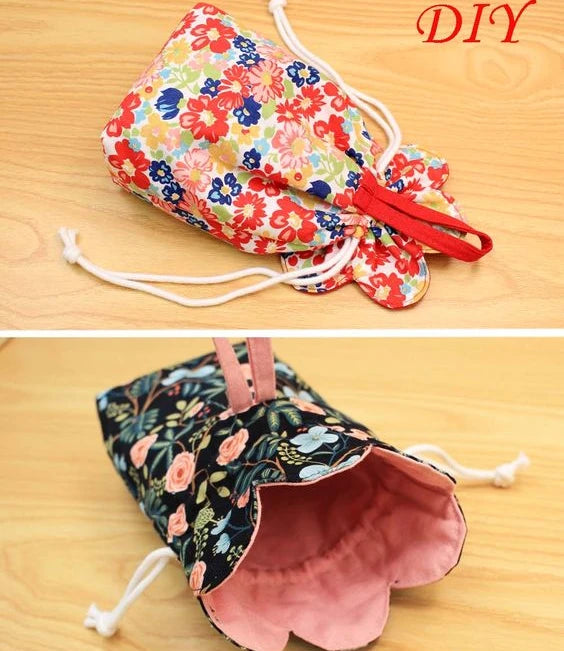 Flower Drawstring Storage Bag Template