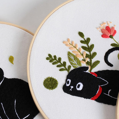 Holiday Black Cats Embroidery Kit