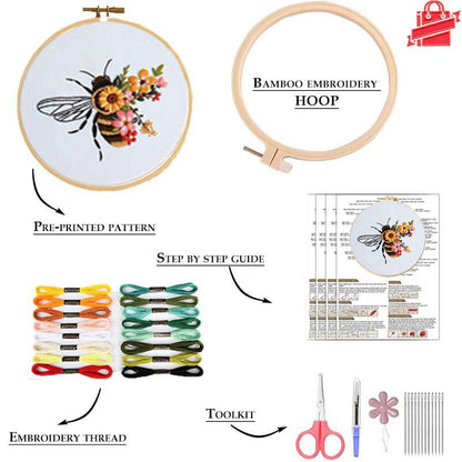 Buzzing Blooms Embroidery Kit: Craft Your Nature-Inspired Masterpiece