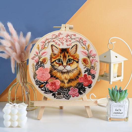 Cats And Carnations Embroidery Kit