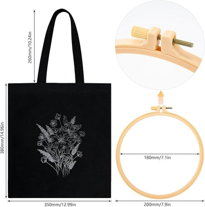 Handcrafted Floral Canvas Tote: Embroider Your Unique Style