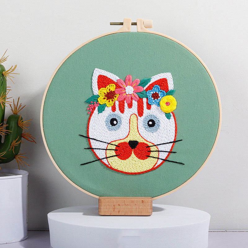 Floral Cat - Themed DIY Embroidery Kits