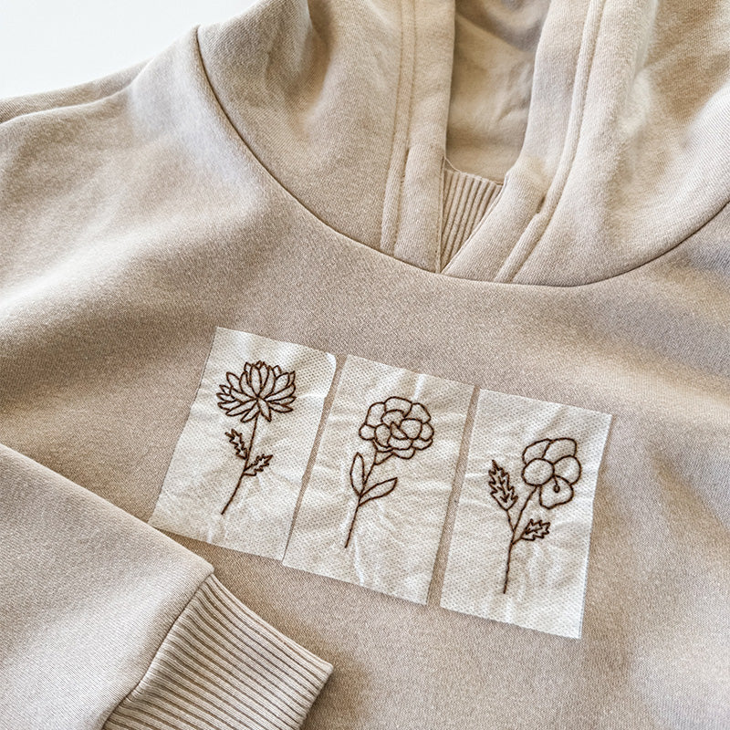 Stick Stitch Water-Soluble Embroidery Flower Collection: Stitch, Create, and Personalize 3 Flower Set