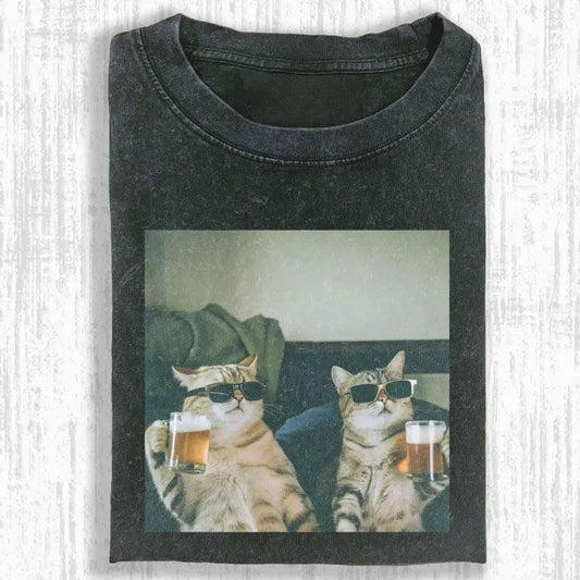 Wacky Cats with Sunglasses & Beer T-shirt
