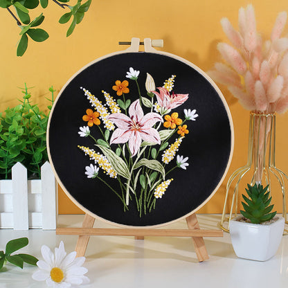Flower With Colorful Background - Themed DIY Embroidery Kits