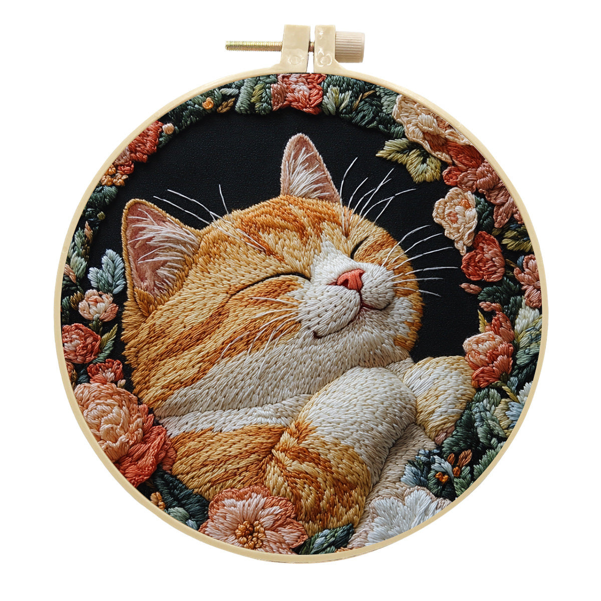 Ginger Cat And Floral Nook  - Themed DIY Embroidery Kits
