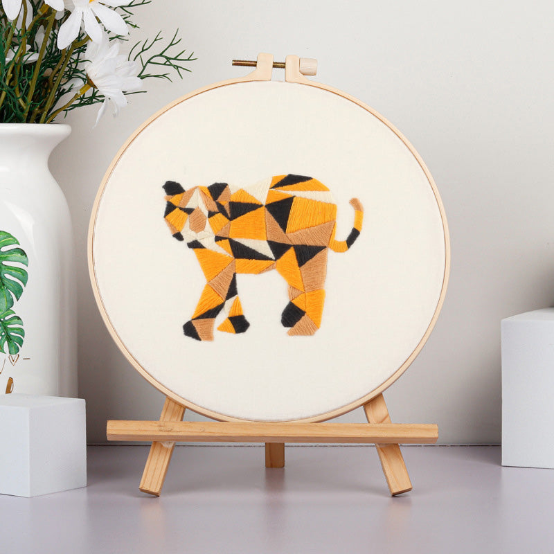 Geometric Animal Embroidery Kit: Craft Your Modern-Inspired Masterpiece