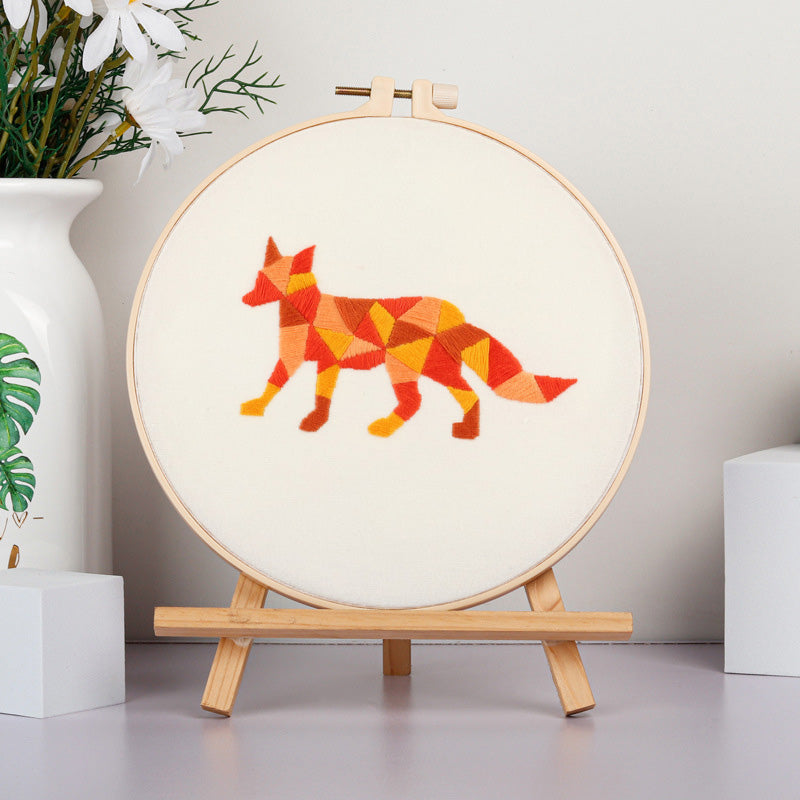 Geometric Animal Embroidery Kit: Craft Your Modern-Inspired Masterpiece