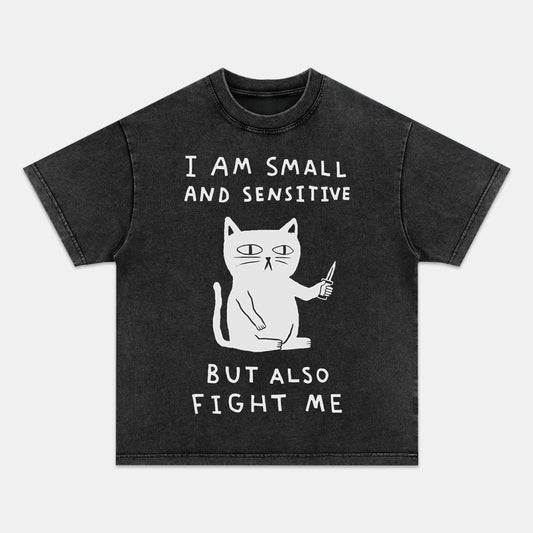 CAT - I AM SMALL AND SENSITIVE BUT ALSO FIGHT ME T-SHIRT