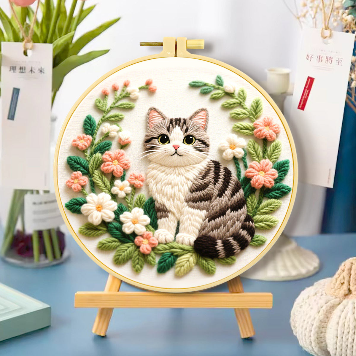 Tabby And Blossom Embroidery Kit