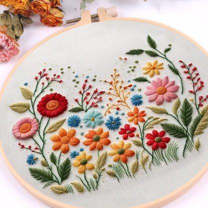Rubbyoo Embroidery Kit - Meadow Flowers Needlecraft Kit Wall Art