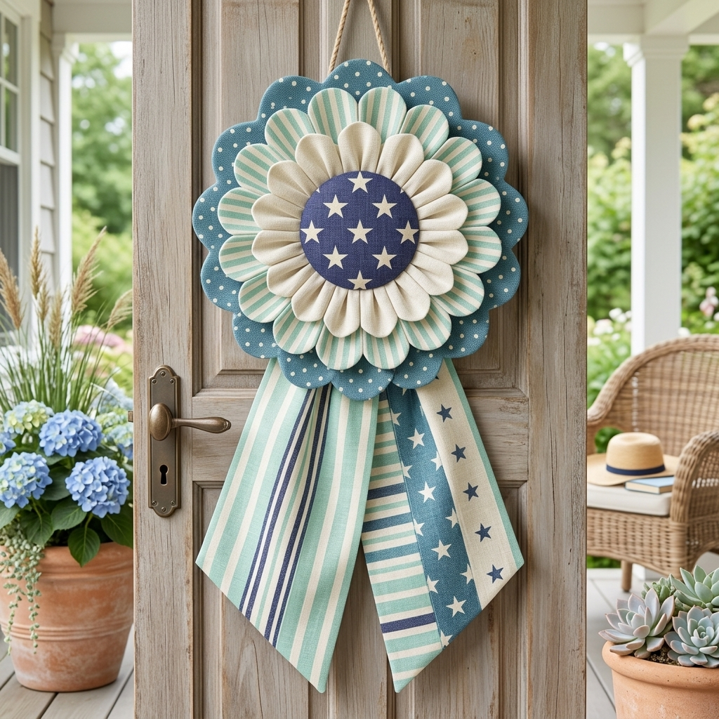 Custom Fabric Flower Door Hanger Sewing Template Set - With Instructions