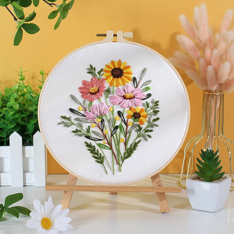 Flower With Colorful Background - Themed DIY Embroidery Kits
