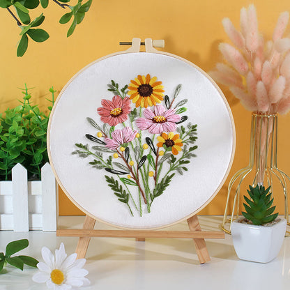 Flower With Colorful Background - Themed DIY Embroidery Kits