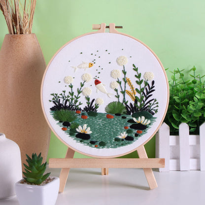 UrCustomHUB “Garden Beneath the Water” Embroidery Kit: Where Fish, Ferns, and Flowers Come Alive