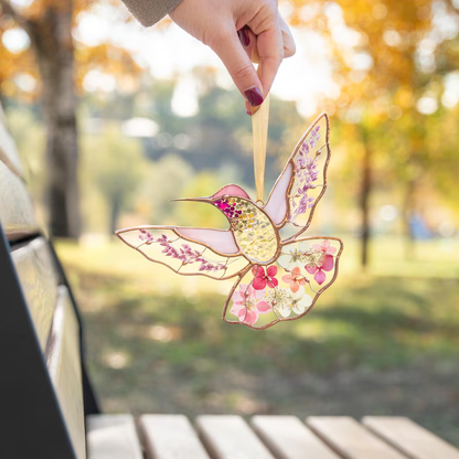 Stained Glass Hummingbird Suncatcher - Home Decoration