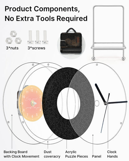 DIY Acrylic Puzzle Clock Kit - Classic Black