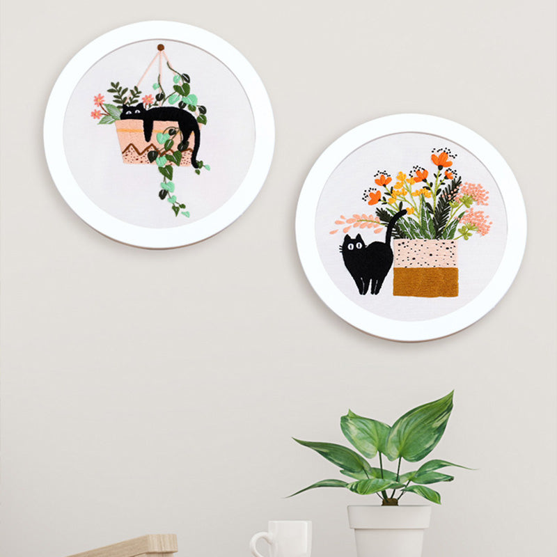 Holiday Cats Embroidery Kit for Beginners