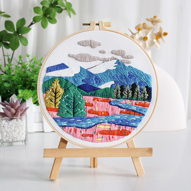 UrCustomHUB Scenic Serenity Embroidery Kit: Let Every Stitch Paint a Landscape