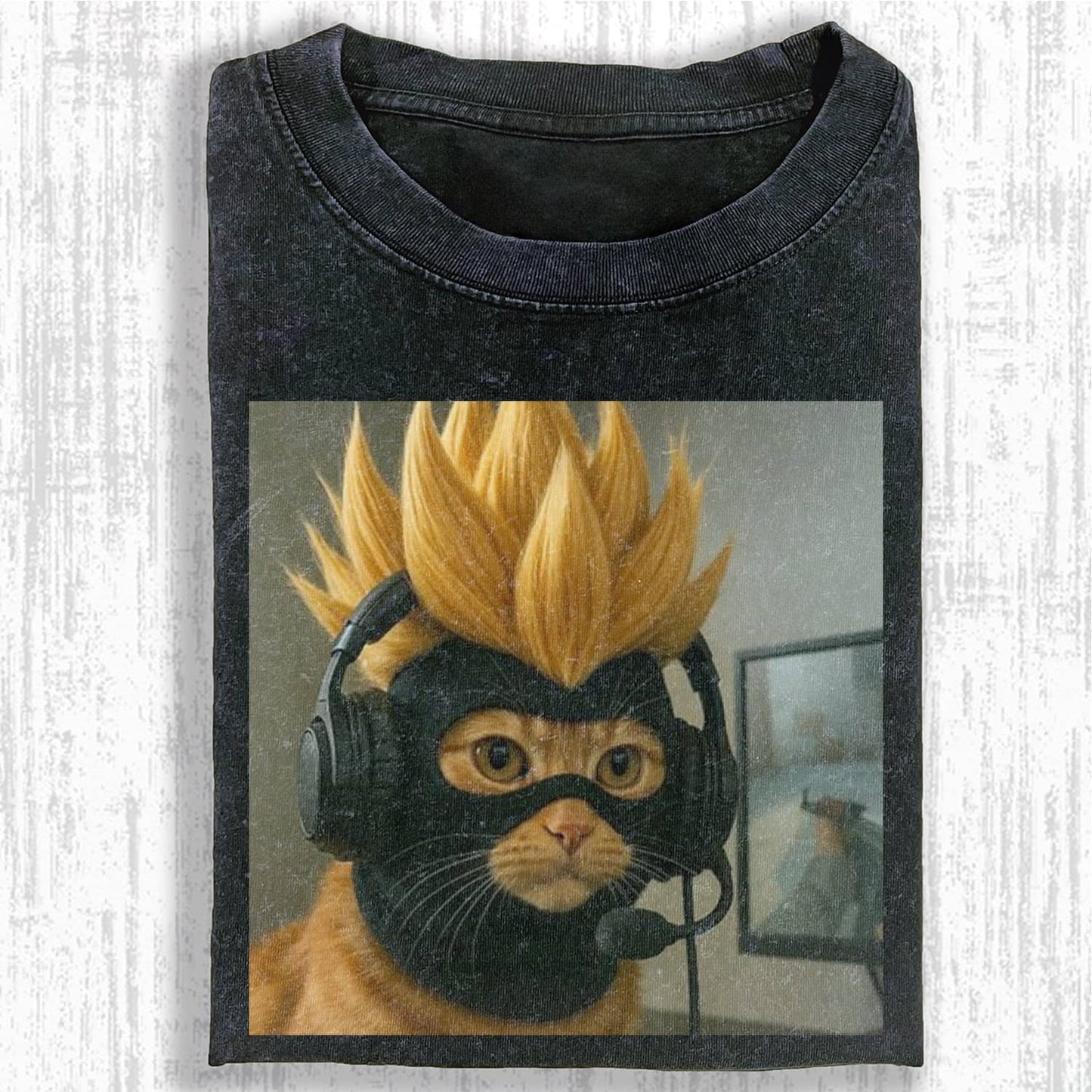 Wacky Super Saiyan Cat with Headset T-shirt