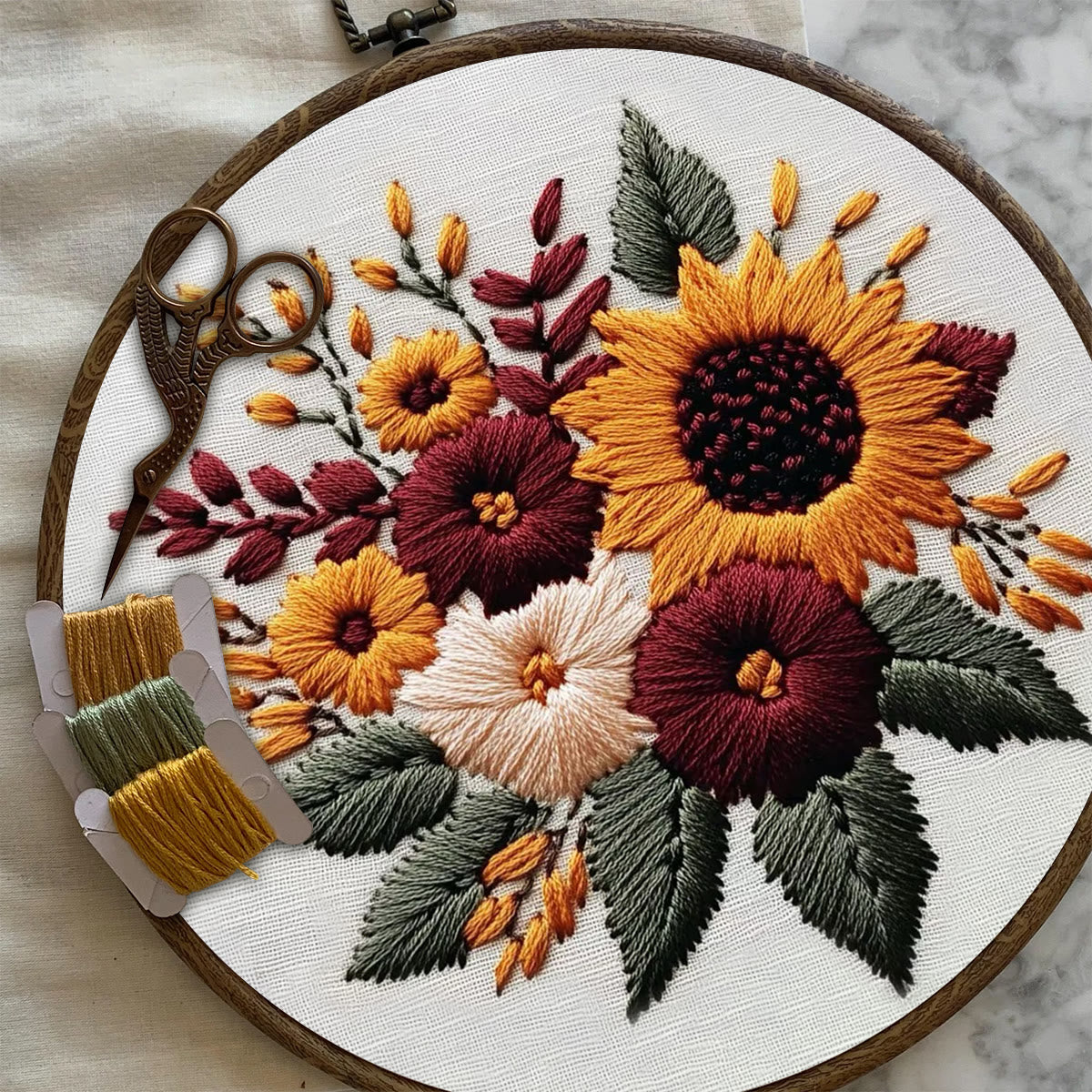 Rubbyoo Embroidery Kit-  Sunflower Cluster 2 | For Craft Lover Hand Stitch