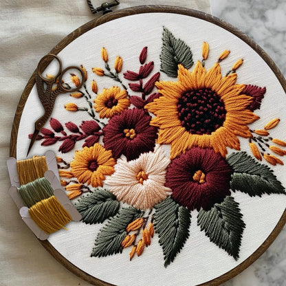 Rubbyoo Embroidery Kit-  Sunflower Cluster 2 | For Craft Lover Hand Stitch