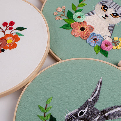 Enchanted Forest Embroidery Kit Series with cats/deers/squirrels/fox/rabbits