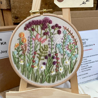 Rubbyoo Embroidery Kit- Cloroful Flower  Pattern | Embroidery Kit For Beginner,Modern Embroidery,Cross Stitch