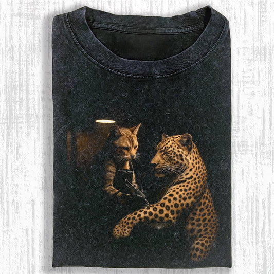 Wacky Cat and Leopard Gangster T-shirt