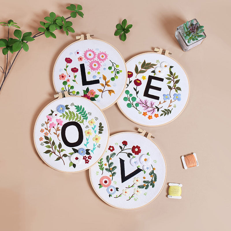 HOME & LOVE Floral Monogram Embroidery Kit