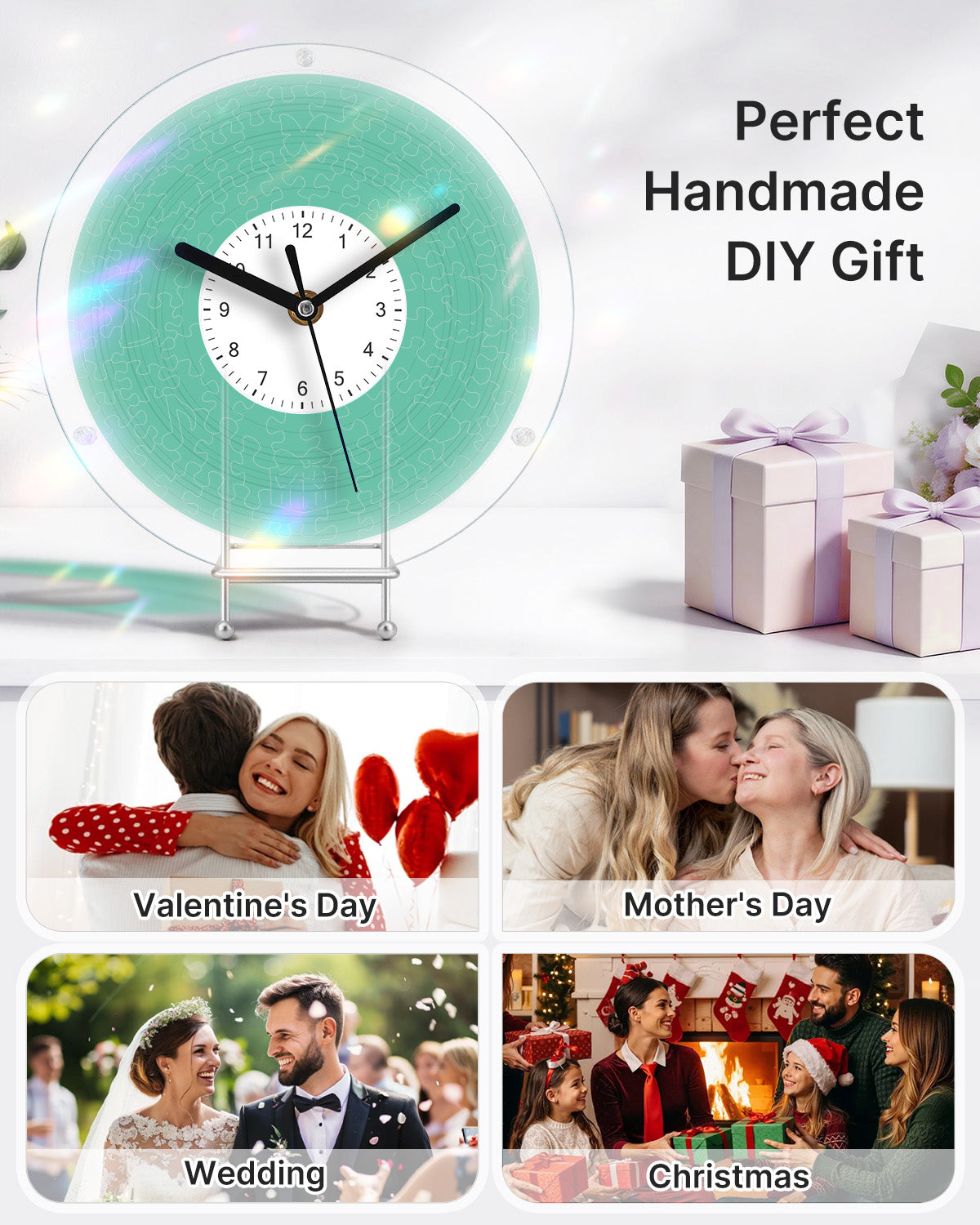 DIY Acrylic Puzzle Clock Kit - Fresh Green