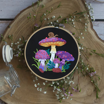 Rubbyoo Embroidery Kit -  Purple Mushroom Fantasy